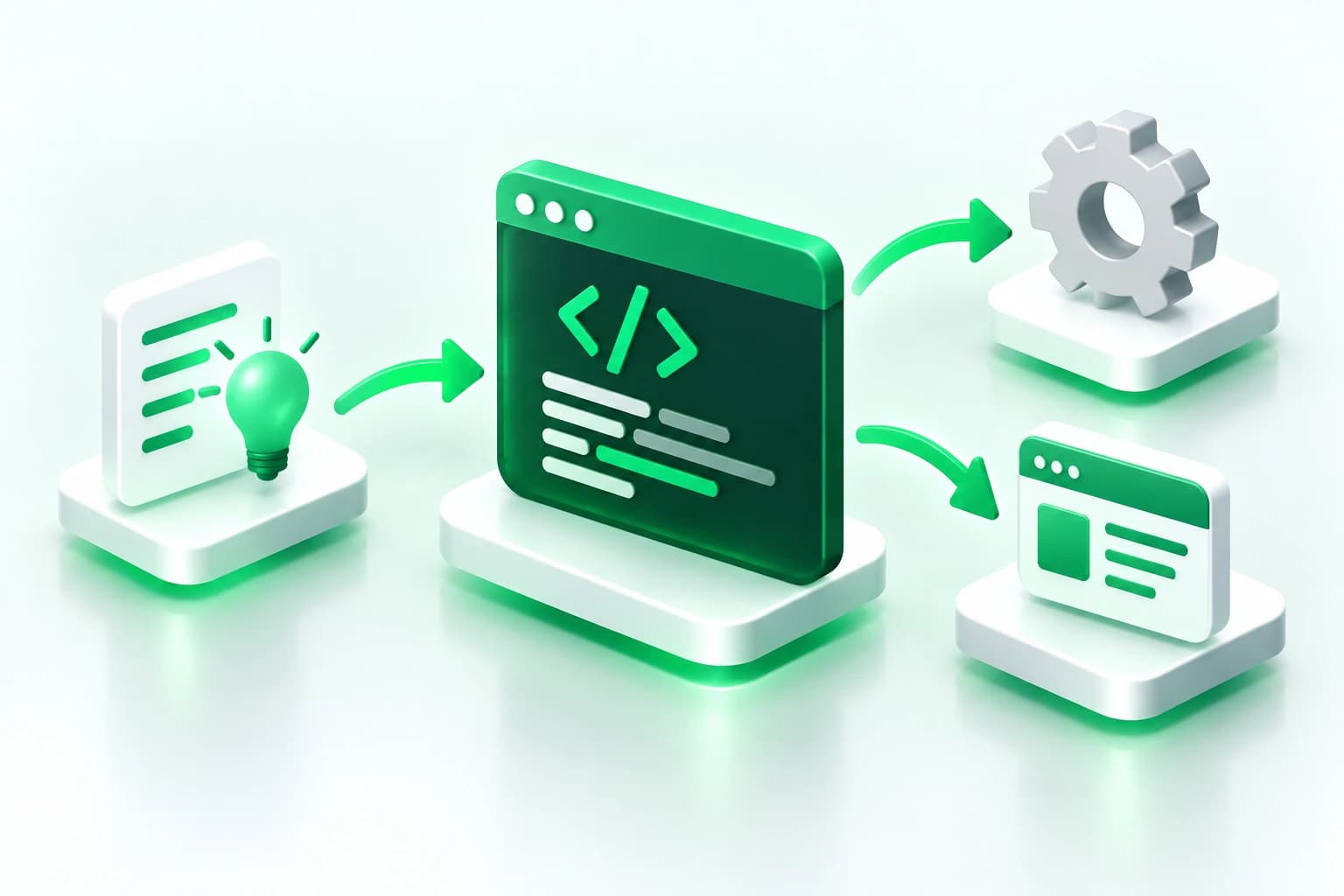 Illustration representing software development and connected application interfaces.