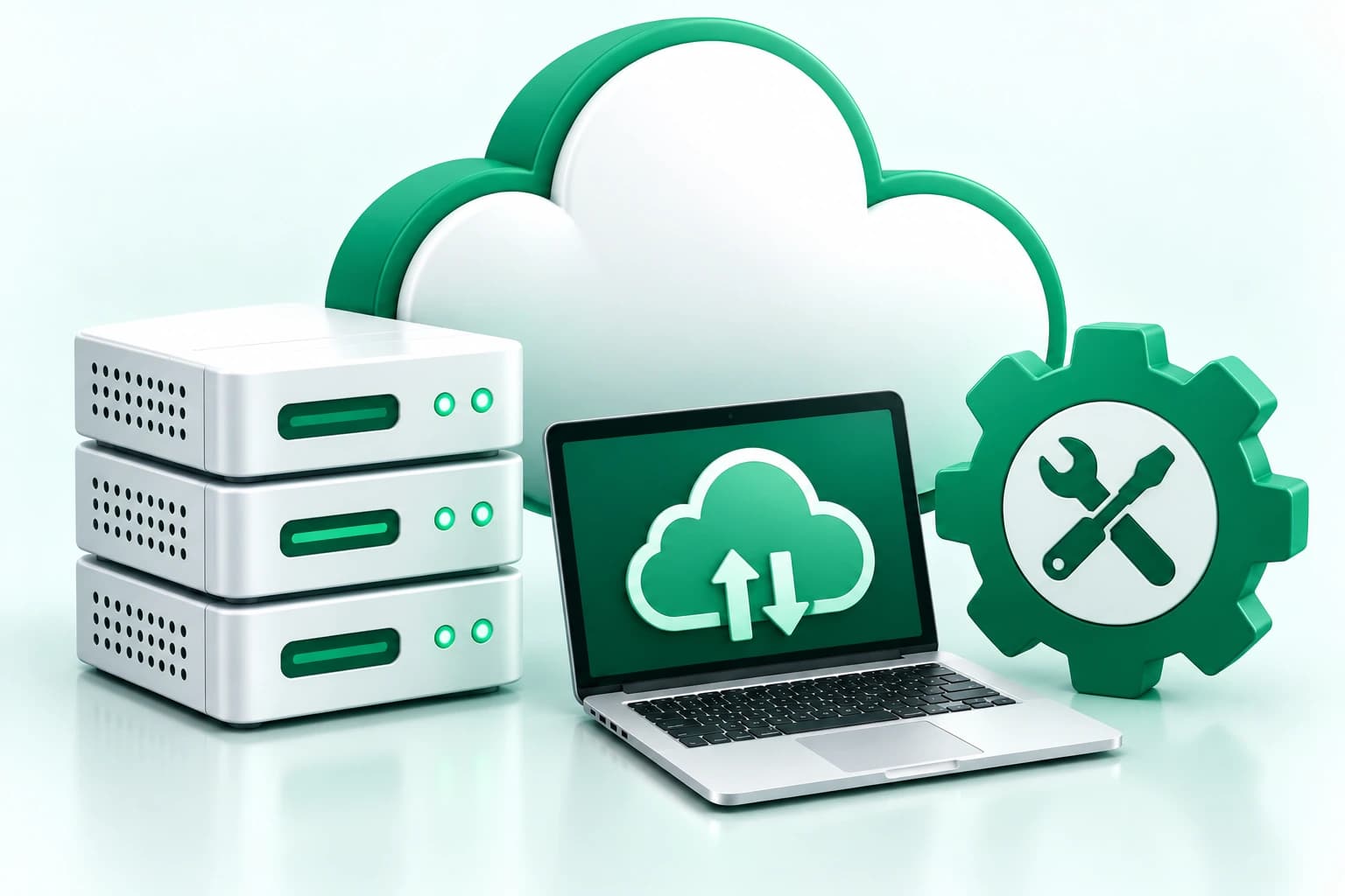 Illustration representing cloud hosting, managed support and ongoing operations.