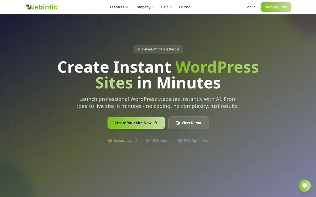 Webintic website homepage